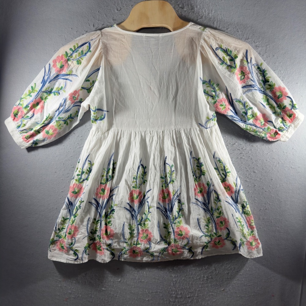 3294 | Hayden Los Angeles White Floral Embroidered Gauzy Mini Dress Womens Small - Picture 8 of 10